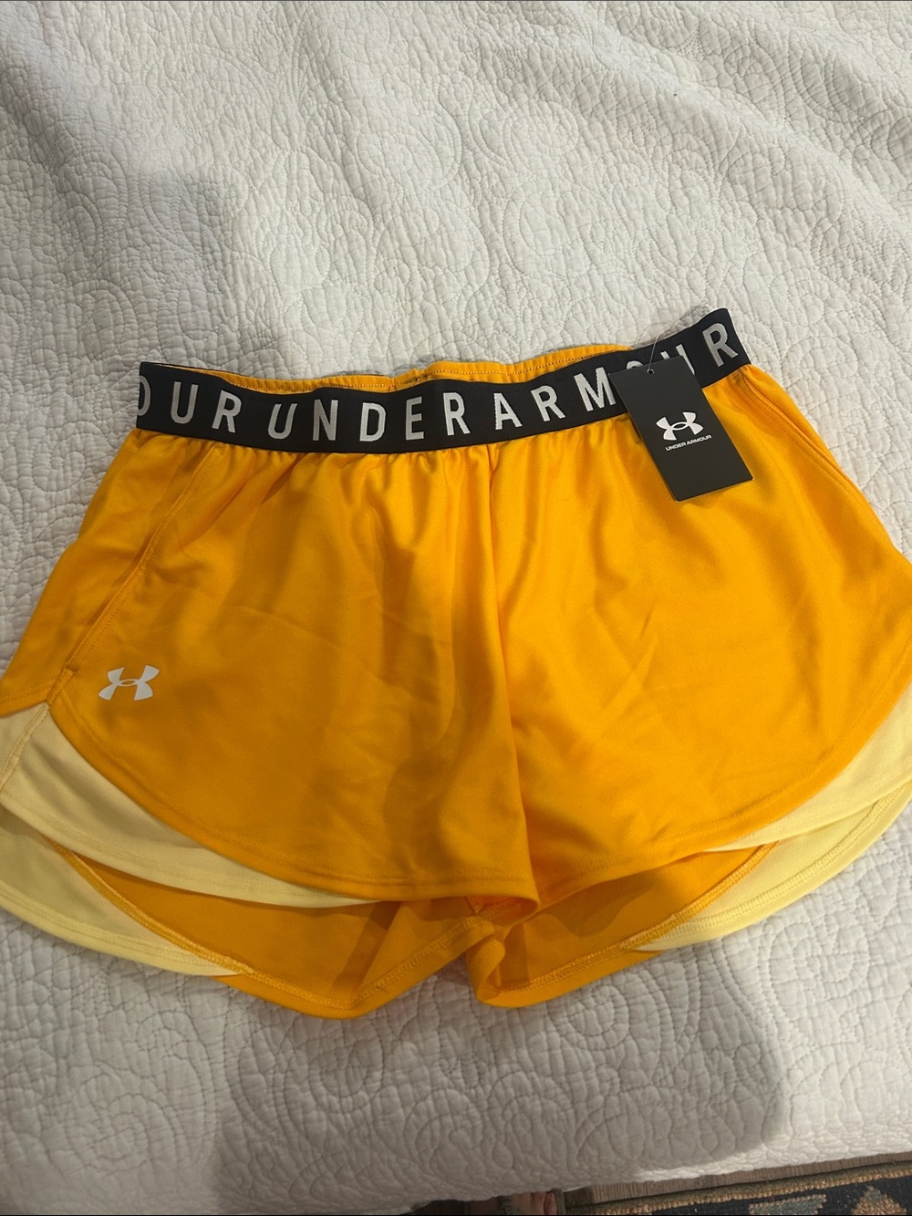 Under Armour Women’s Bright Yellow Layered Athletic Shorts